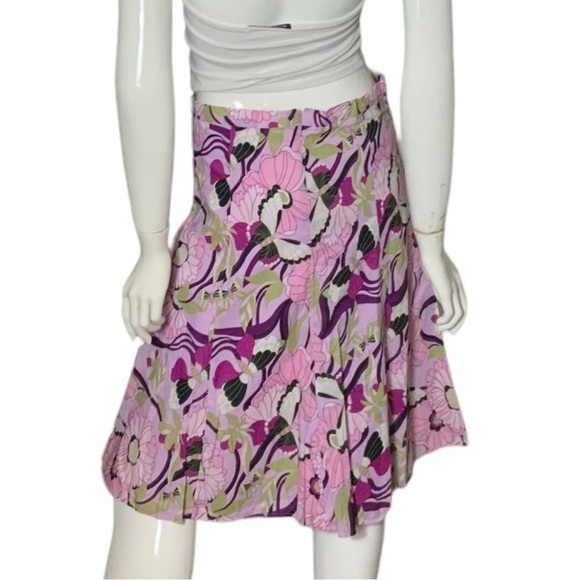 byerwear Dresses & Skirts - Vintage 90s Byerwear skirt skater abstract floral pink A line knee 8 cotton